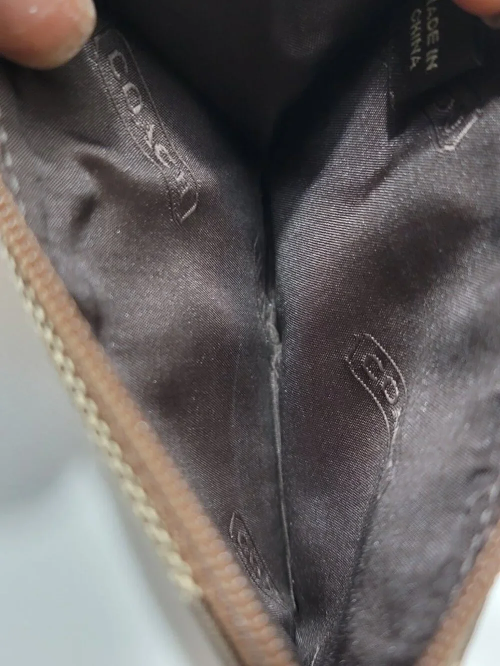 Coach Mini Skinny ID Case Signature Canvas Brown Tan Keyring Wallet Vintage - Picture 5 of 5